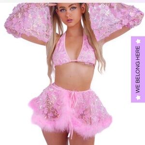 The Lumi Shop Pink Blossom Festival Set - Crop Top & Skirt